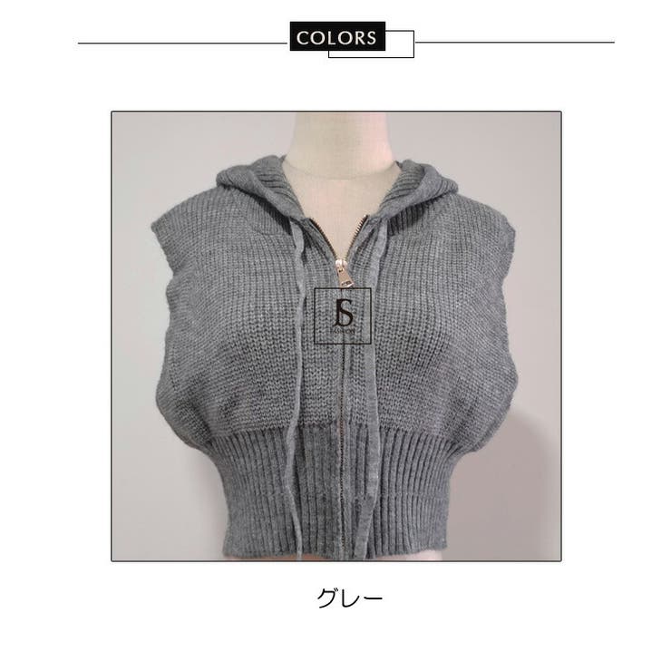 ニットベスト フード付き クロップド丈[品番：JSFW0009715]｜JS