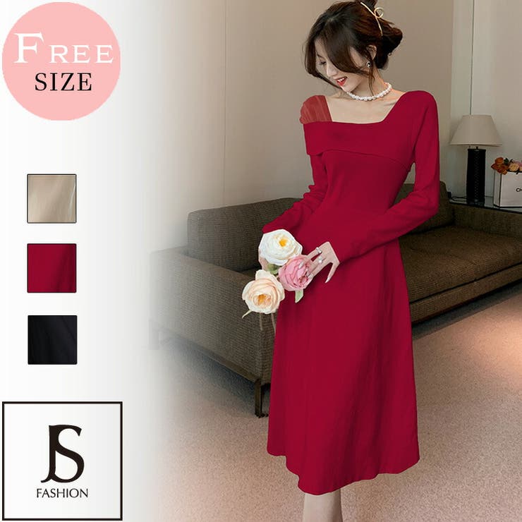 ニットワンピース 全3色 ワンショルダー風 品番 Jsfw Js Fashion ジェーエスファッション のレディースファッション通販 Shoplist ショップリスト