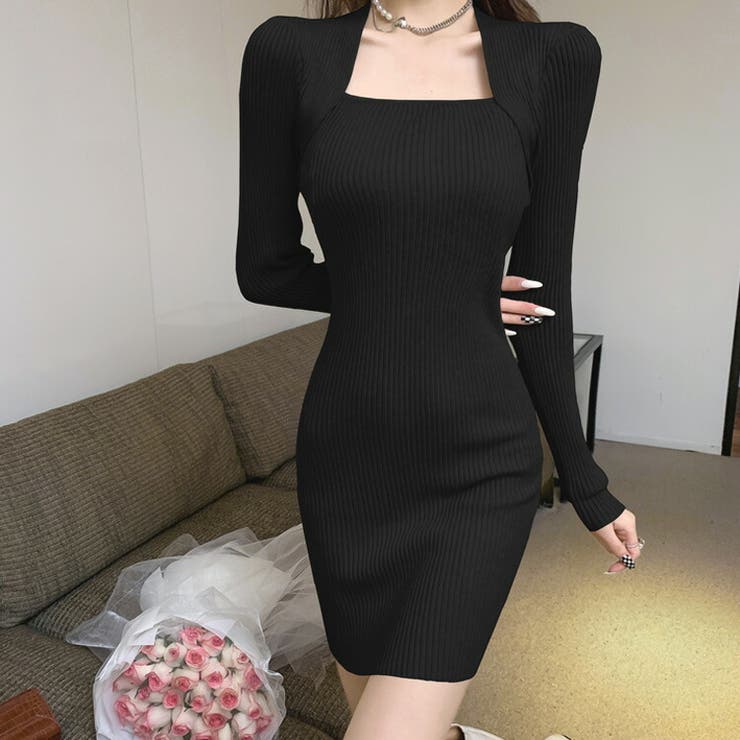 ニットワンピース 全3色 タイトワンピース[品番：JSFW0009708