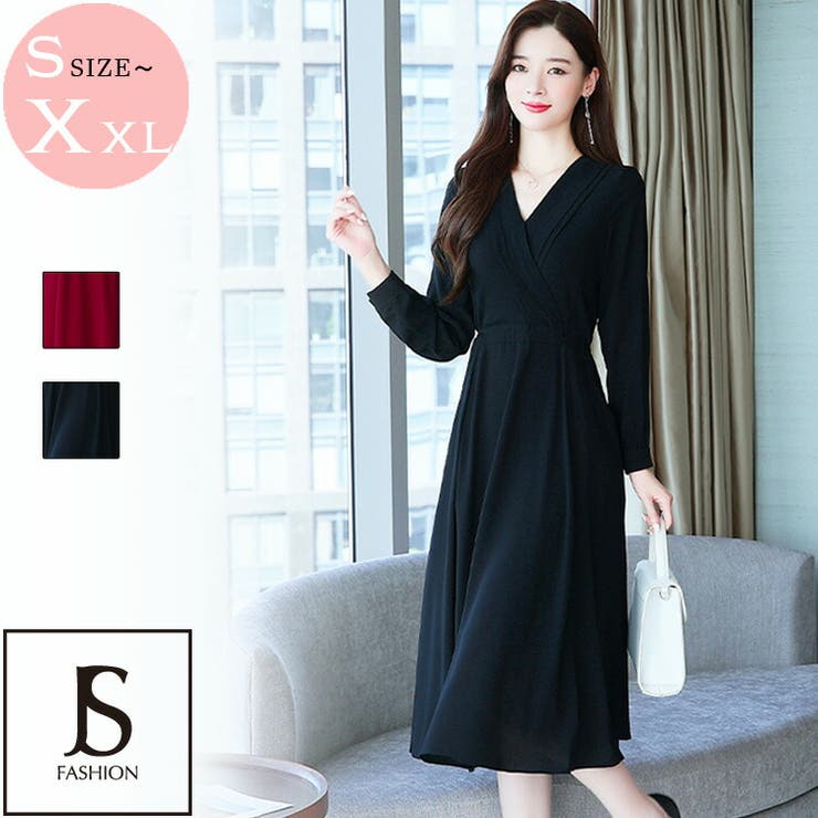 カシュクールワンピース 結婚式 全2色[品番：JSFW0009726]｜JS