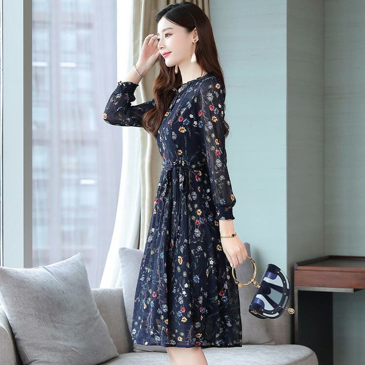 花柄 ワンピース Aライン[品番：JSFW0010614]｜JS FASHION