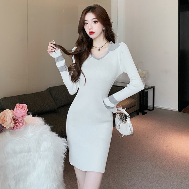 ニットワンピース 全2色 バイカラー[品番：JSFW0011184]｜JS  FASHION（ジェーエスファッション）のレディースファッション通販｜SHOPLIST（ショップリスト）