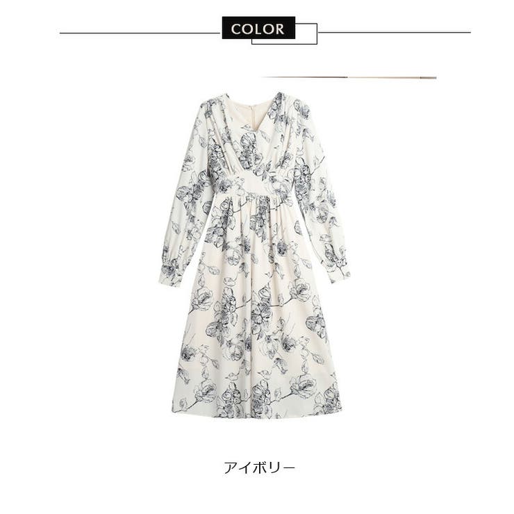 花柄 ワンピース Vネック[品番：JSFW0010637]｜JS FASHION