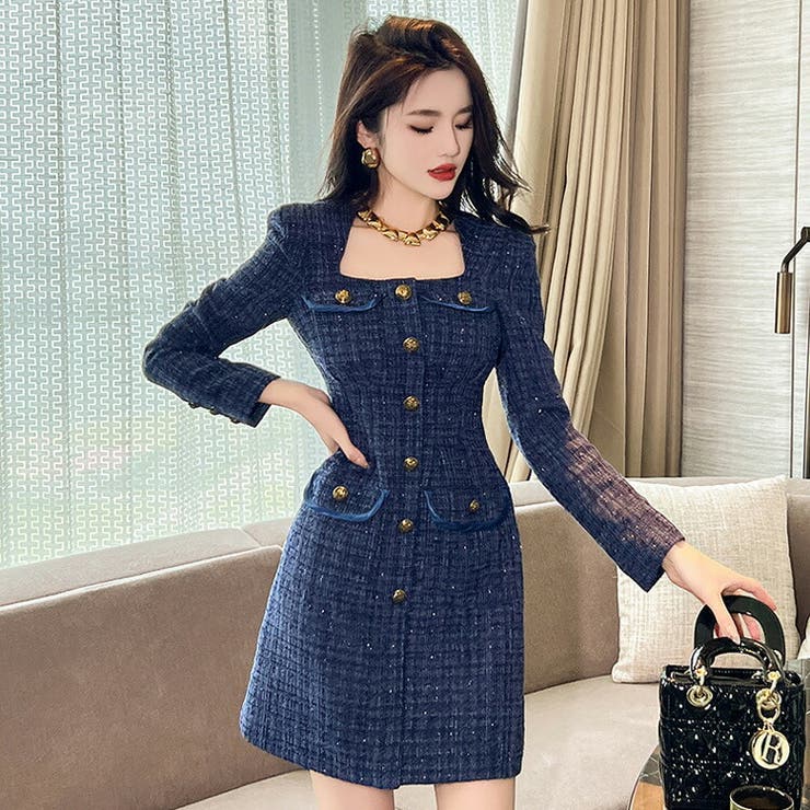 ワンピース ツイード ミニワンピ[品番：JSFW0012225]｜JS