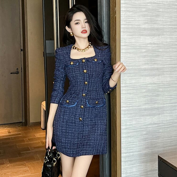 春夏コーデ✨ミニツイードワンピース✨セクシーミニドレス✨女子会✨デート 春夏コーデ✨ミニツイードワンピース✨セクシーミニドレス✨女子