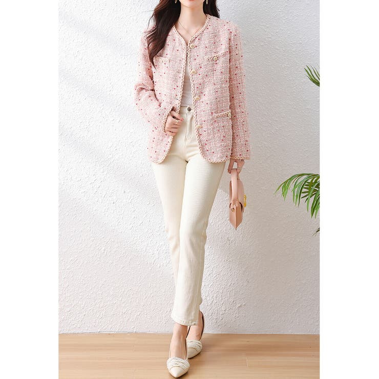 ツイード ジャケット ドット柄[品番：JSFW0012850]｜JS FASHION