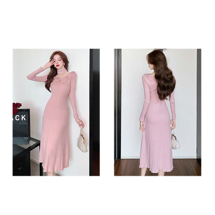 ニットワンピース 全5色 Vネック[品番：JSFW0012276]｜JS