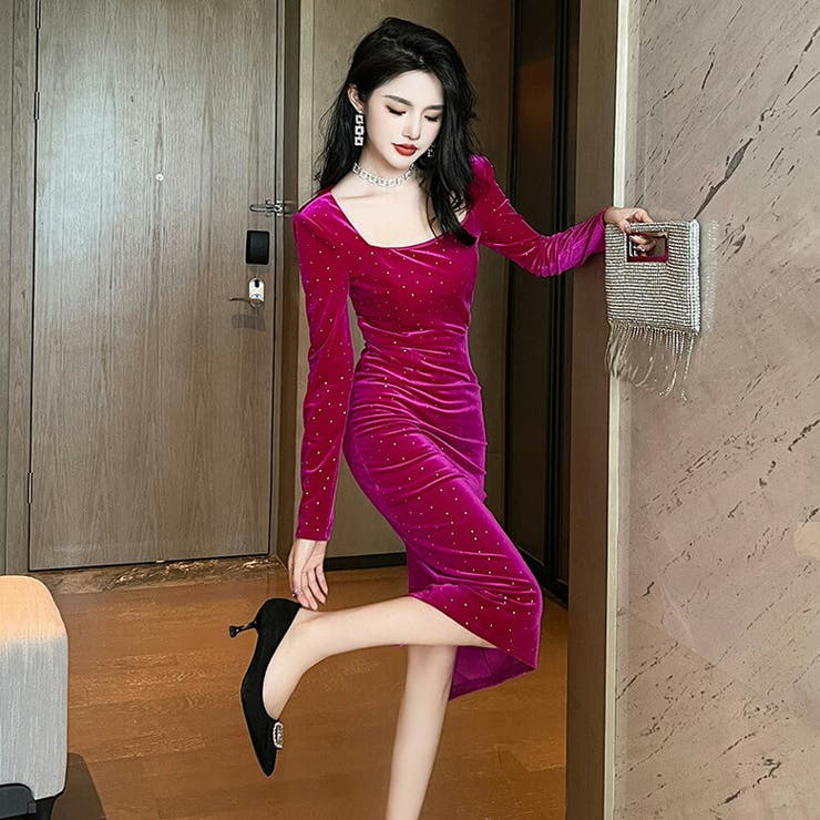 ui no! ベロア　ワンショルダードレス マウナロア【Maunaloa】|フラダンス衣装の専門店|ワンショルダー