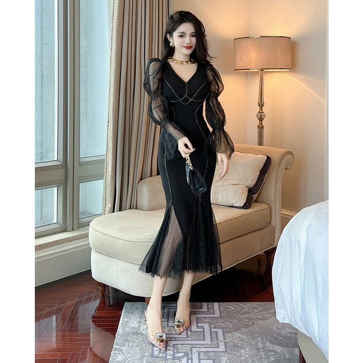 タイトワンピ マーメイド ワンピース[品番：JSFW0012112]｜JS FASHION