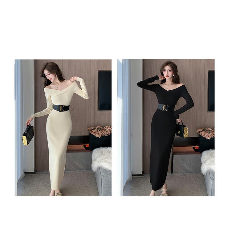 オフショルダー ニットワンピース 全4色[品番：JSFW0012296]｜JS