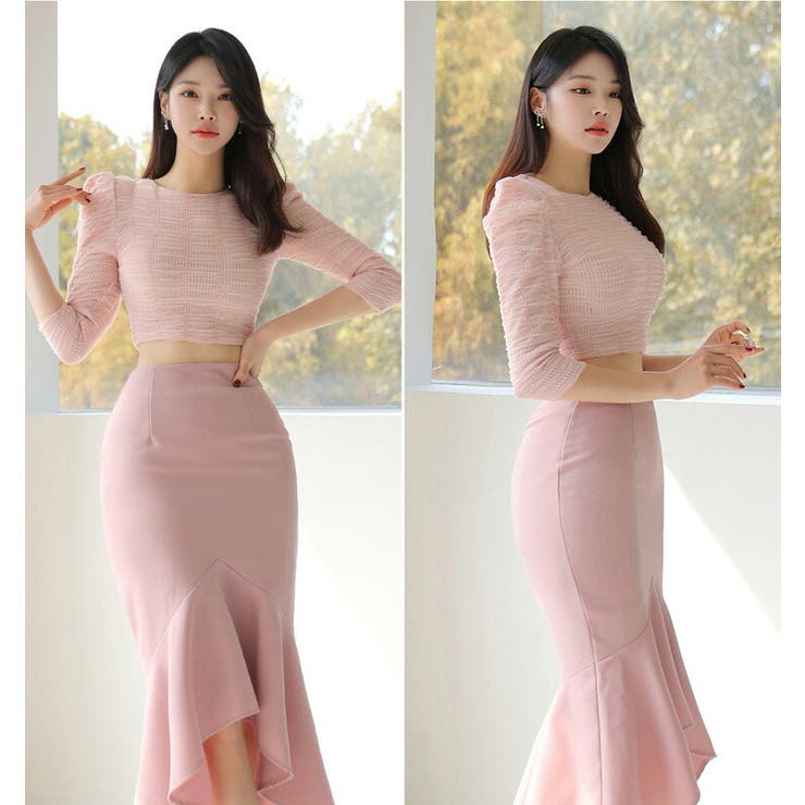 セットアップ ショート丈トップス マーメイドスカート[品番