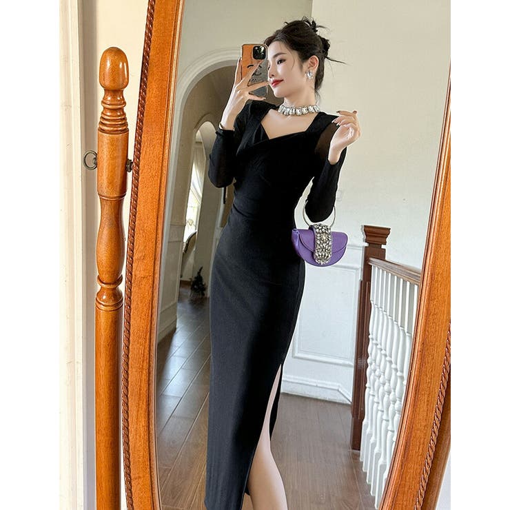 タイトワンピ シースルー パーティードレス[品番：JSFW0012595]｜JS