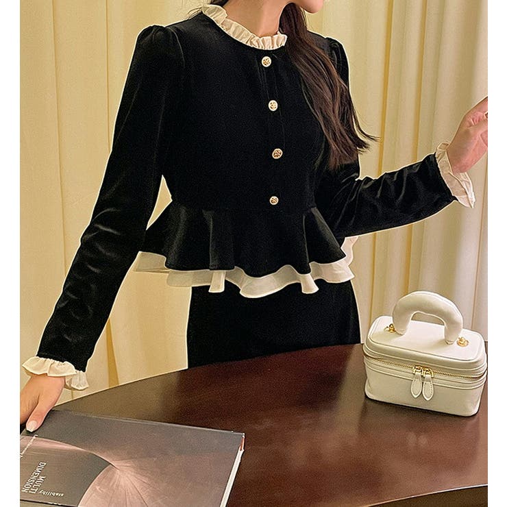 prince ベロアジャケット&ベロアスカート Ezick（エジック）の「Layered tulle cape シャイニーベロアスカート