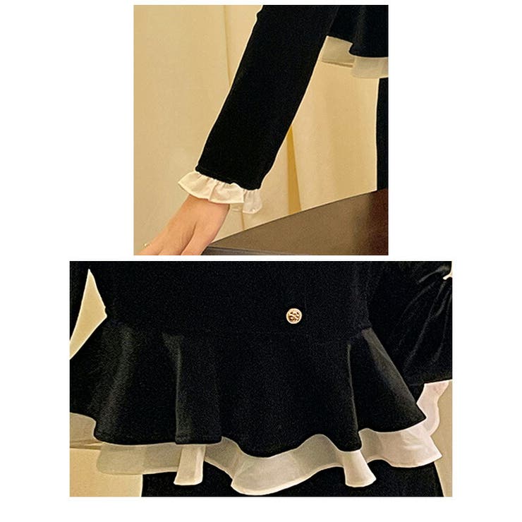 セットアップ ベロアジャケット タイトスカート[品番：JSFW0012553