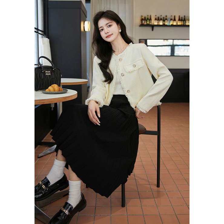 ノーカラージャケット 全2色 ハートボタン[品番：JSFW0012488]｜JS