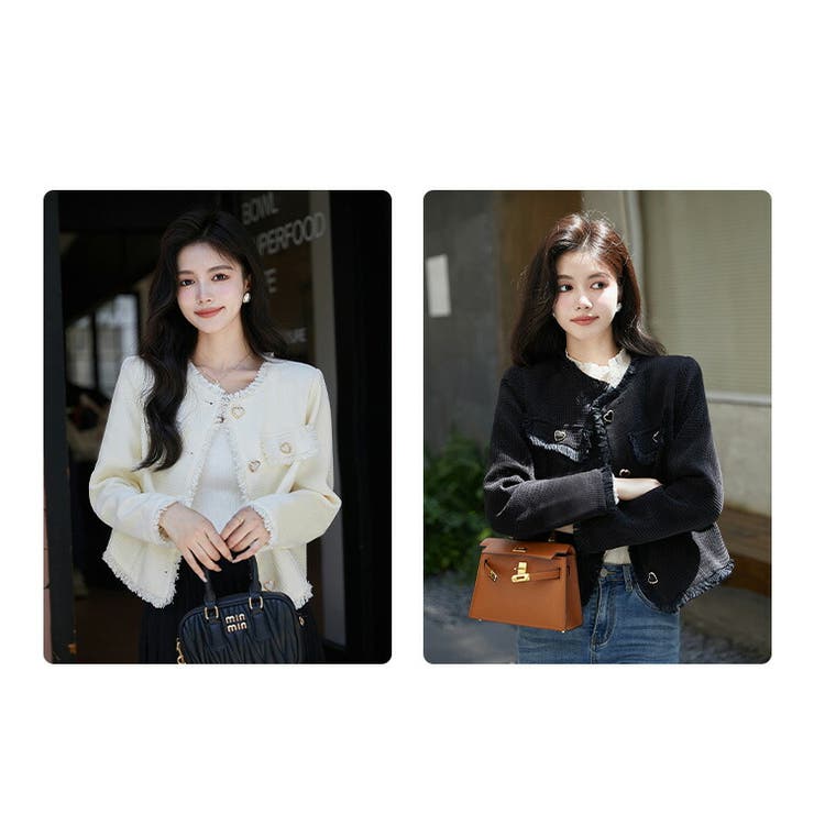 ノーカラージャケット 全2色 ハートボタン[品番：JSFW0012488]｜JS