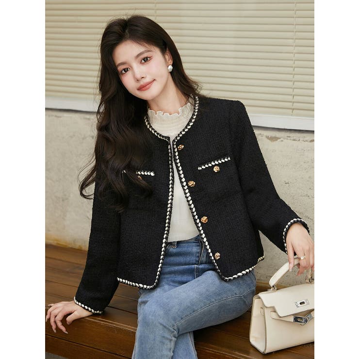 最適な価格 ツイードジャケット ノーカラー ジャケット[品番：JSFW0012489 ジャケット・アウター