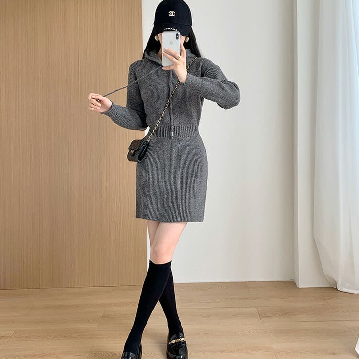 ニットワンピース 全3色 ミニ丈[品番：JSFW0012436]｜JS FASHION