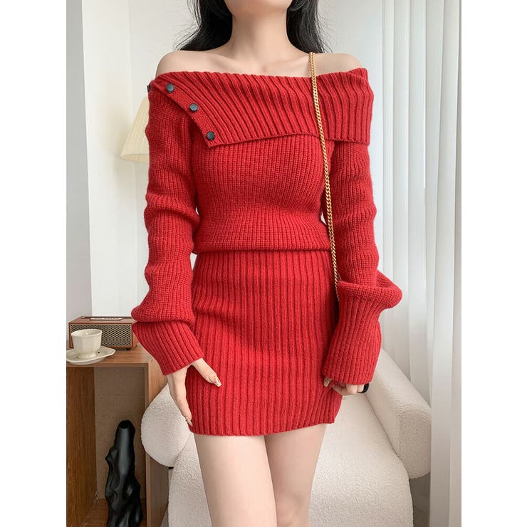 100 ％品質保証 おふぃショルダー 全4色[品番：JSFW0012446 ニットワンピース ワンピース