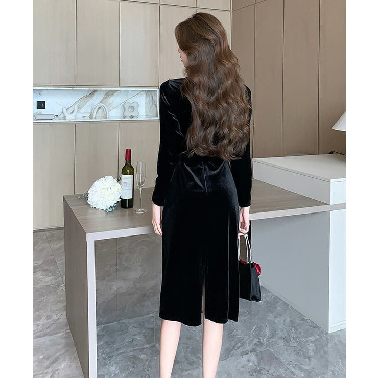 ベロアワンピ チョーカー付き タイトワンピ | JS FASHION | 詳細画像13 