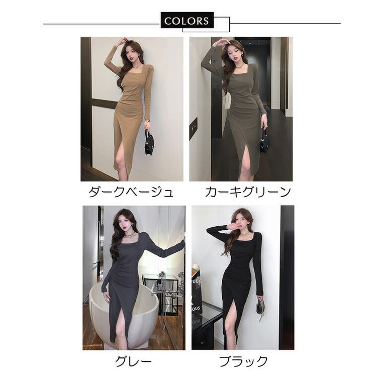 タイトワンピース 全4色 スクエアネック[品番：JSFW0014075]｜JS