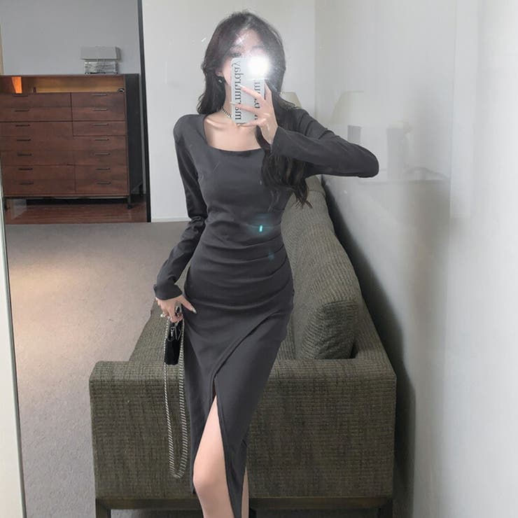 タイトワンピース 全4色 スクエアネック[品番：JSFW0014075]｜JS