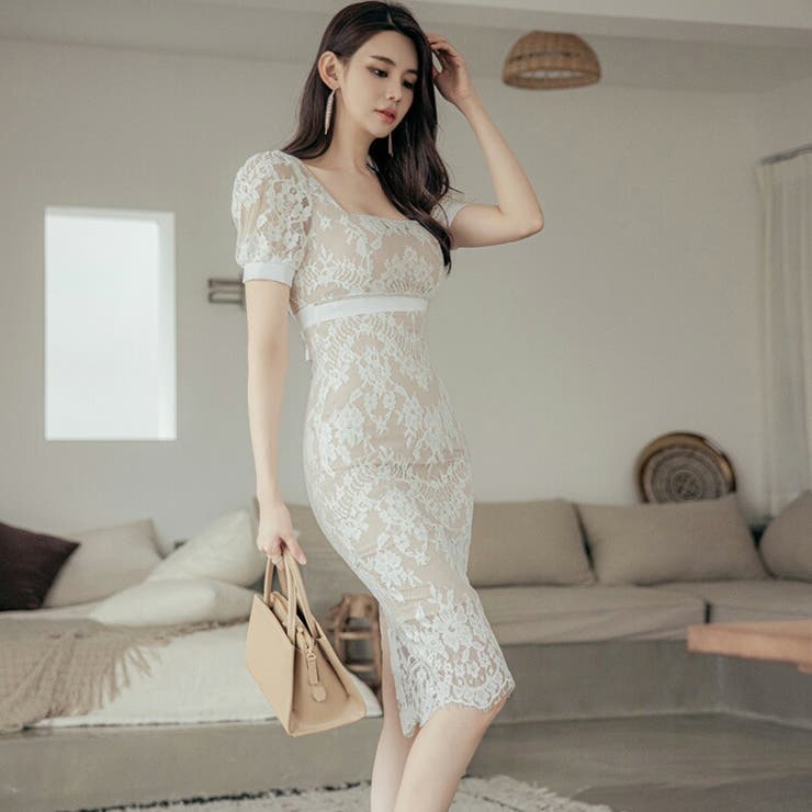 レースワンピース パーティードレス 結婚式[品番：JSFW0010154