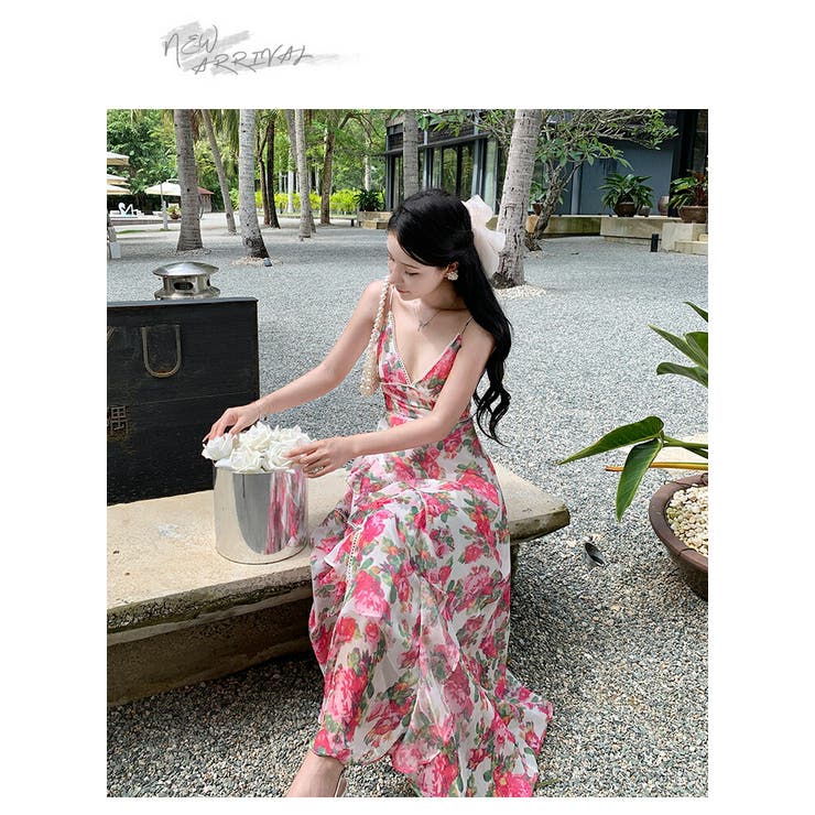 花柄キャミソールワンピースリゾートロング 楽天市場】リゾートワンピ 花柄 フリル 花柄ワンピ キャミワンピ