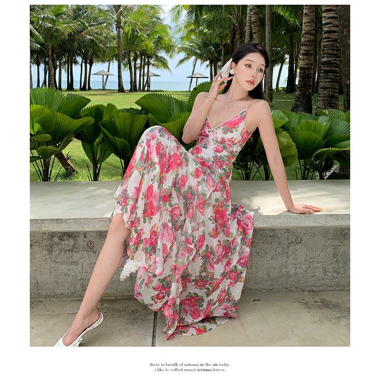 新品 花柄ワンピース リゾートワンピース amie by miely リゾートワンピ 花柄ワンピ キャミワンピ[品番：JSFW0010255