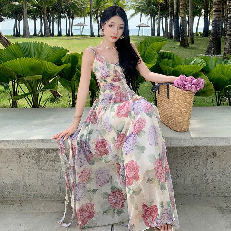 花柄リゾートマキシワンピ フレアセクシー 楽天市場】リゾートワンピ 花柄 プリーツ 花柄ワンピ バック