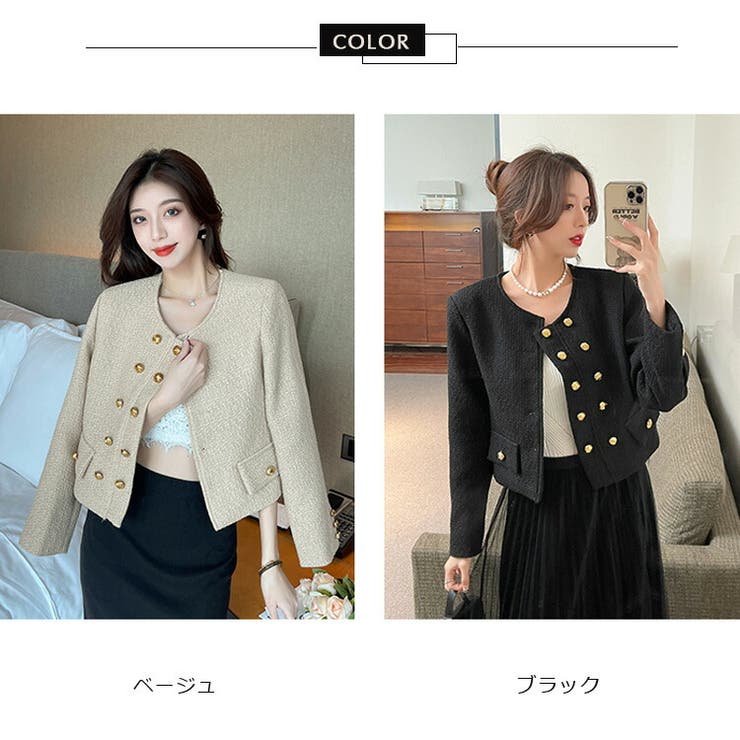 ［新品タグ付き］ノーリーズ　ツイードノーカラージャケット NOLLEY'S（ノーリーズ）の「ツイードノーカラージャケット（ノー