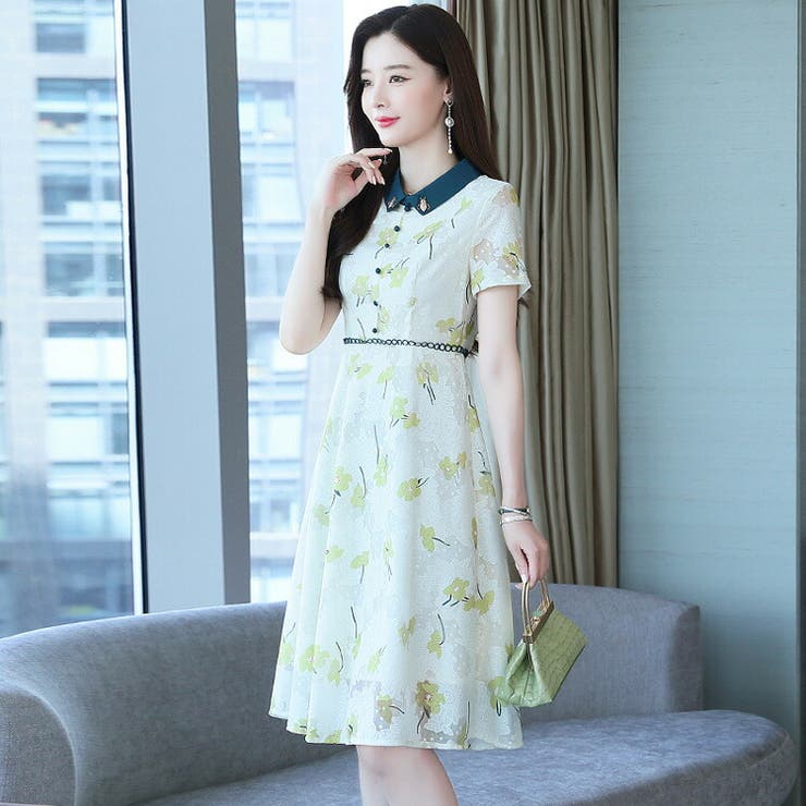 花柄 ワンピース Aラインワンピ[品番：JSFW0010654]｜JS FASHION