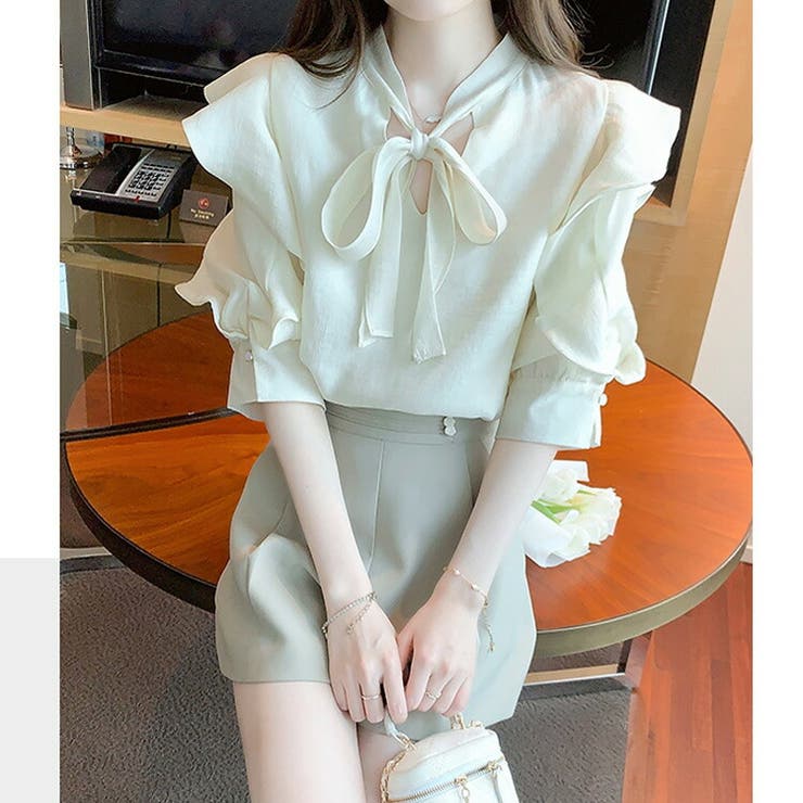 ブラウス ボウタイ 首元リボン[品番：JSFW0010280]｜JS FASHION