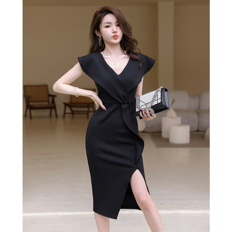 ワンピース 黒 ノースリーブ[品番：JSFW0010466]｜JS FASHION