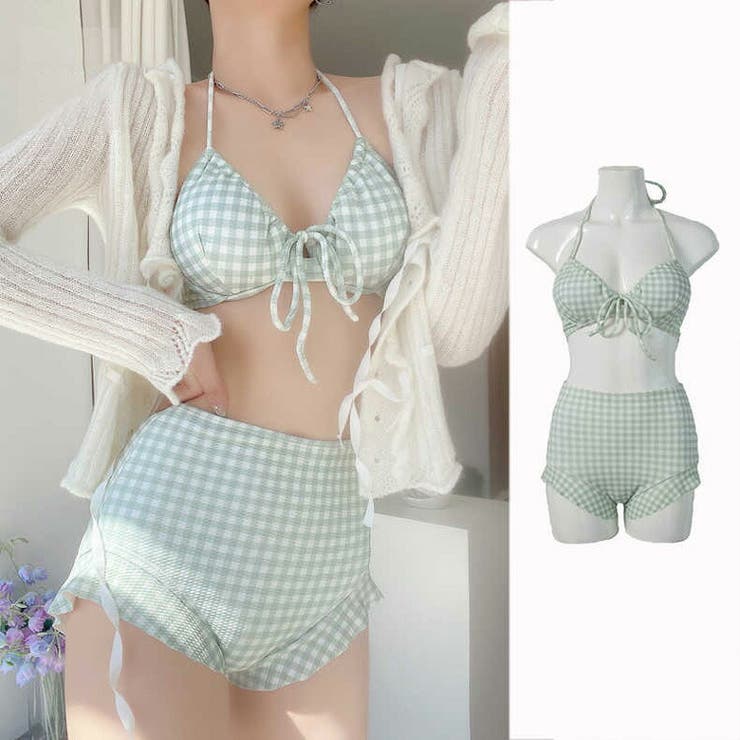 セール】トップス付きビキニ 3点セット水着（水着）｜Lace