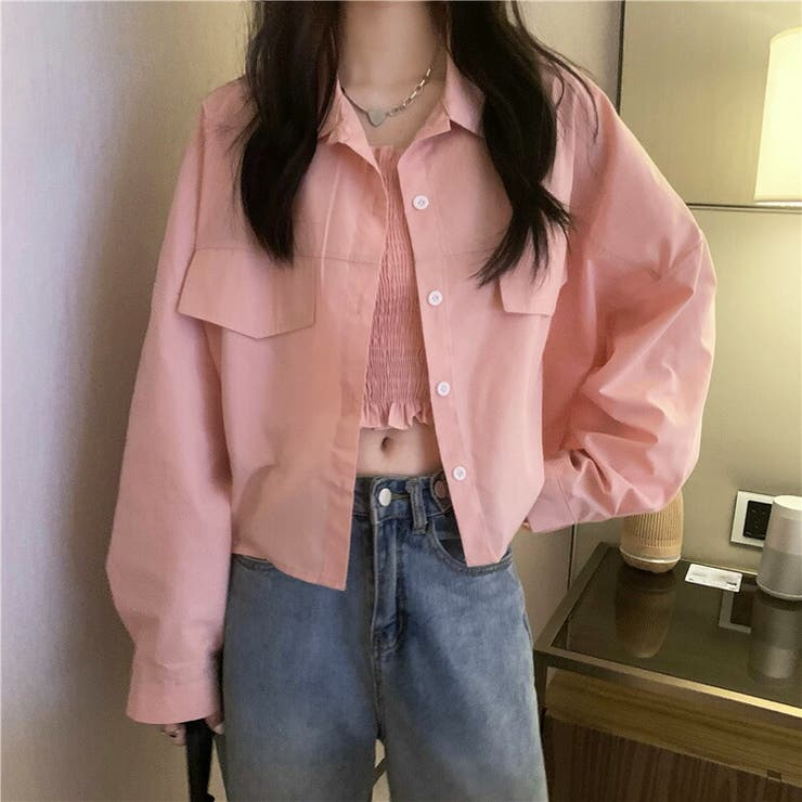 好きに ショート丈シャツ 全2色 バックスリット[品番：JSFW0010313]｜JS トップス