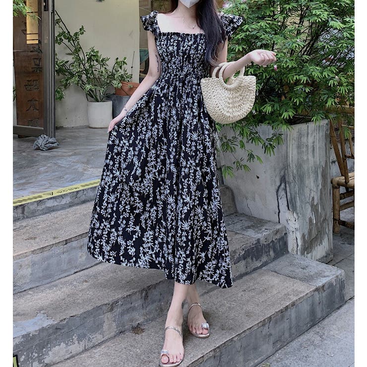 【楽天カード分割】 胸元 シャーリング ワンピース[品番：JSFW0010337]｜JS FASHION ワンピース