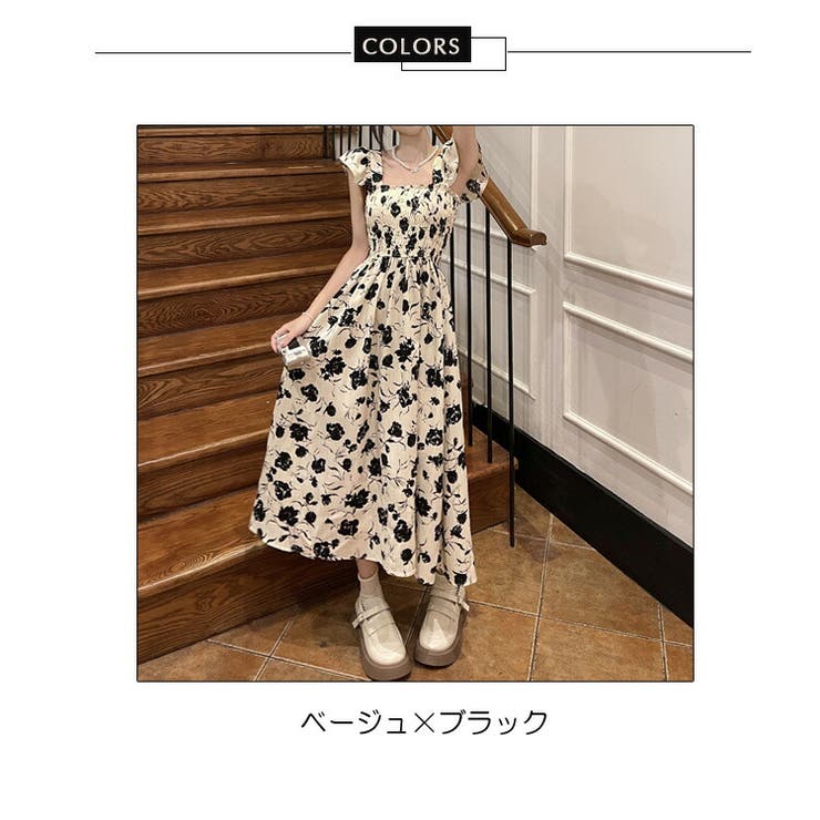 胸元 シャーリング ワンピース[品番：JSFW0010338]｜JS FASHION