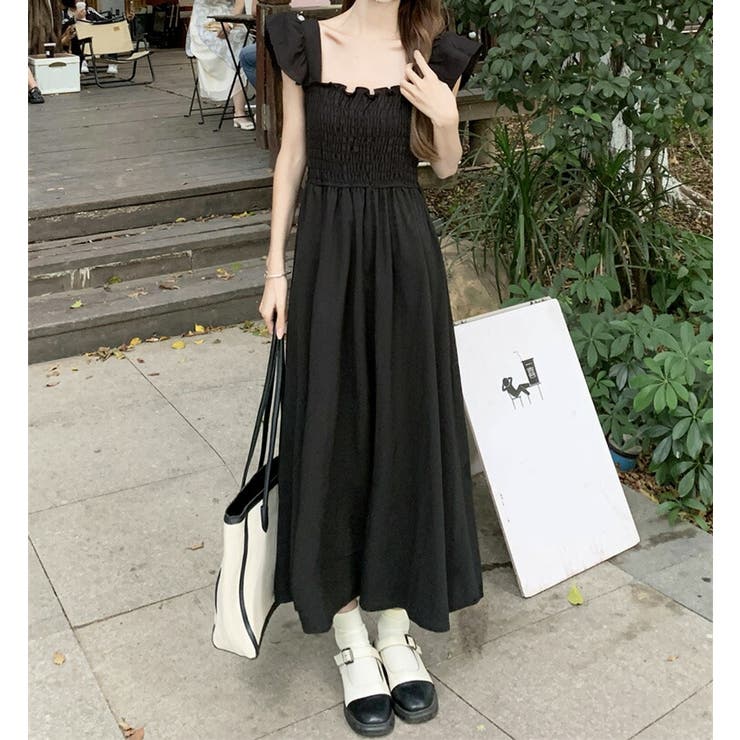胸元 シャーリング ワンピース[品番：JSFW0010339]｜JS FASHION