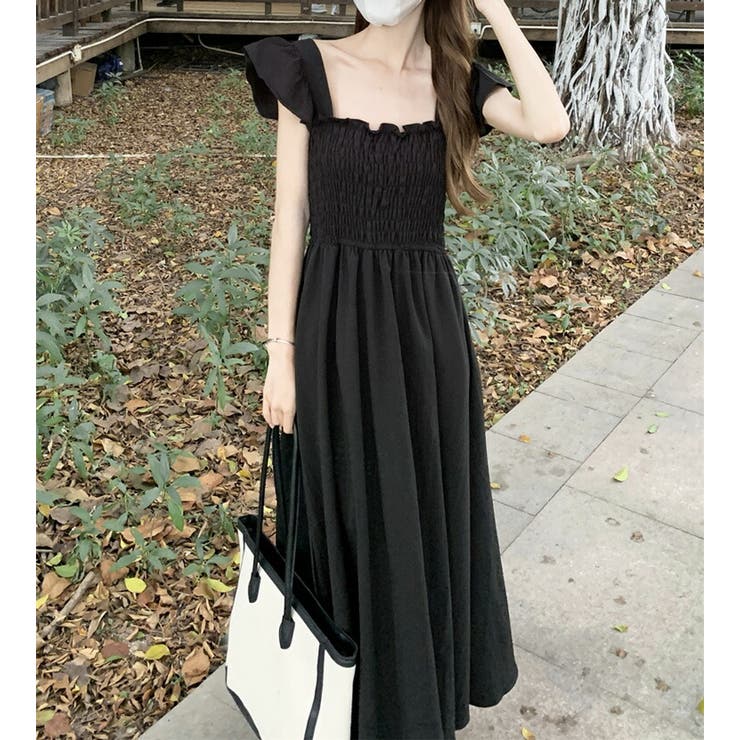 胸元 シャーリング ワンピース[品番：JSFW0010339]｜JS FASHION