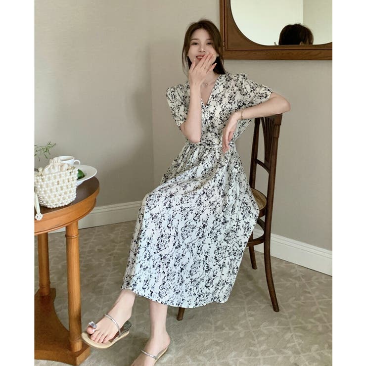 花柄ワンピース 全2色 半袖[品番：JSFW0010342]｜JS FASHION