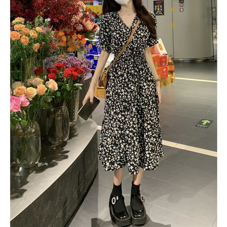 花柄ワンピース 全2色 半袖[品番：JSFW0010343]｜JS FASHION（ジェー 