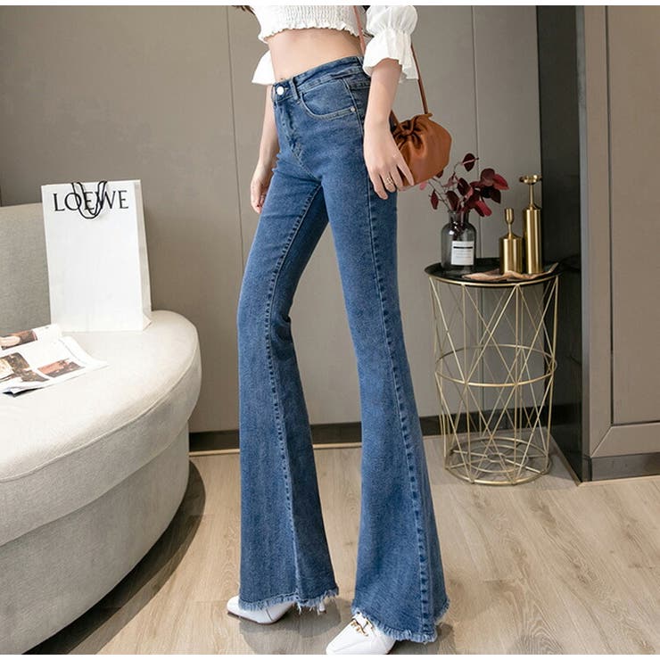 INSCRE カットオフデニムパンツ ブルー EMMA CLOTHES（エマクローズ）の「カットオフヴィンテージ加工