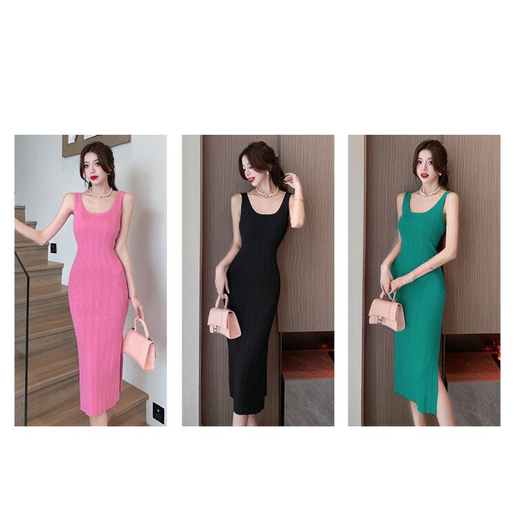 タイトワンピース 全3色 ノースリーブ[品番：JSFW0010838]｜JS