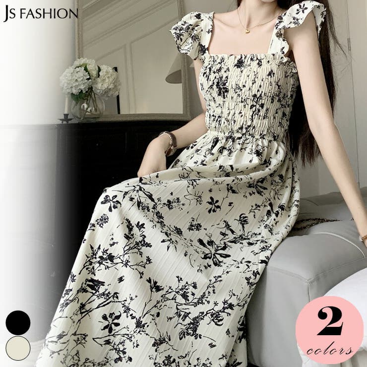 胸元 シャーリング ワンピース[品番：JSFW0010345]｜JS FASHION