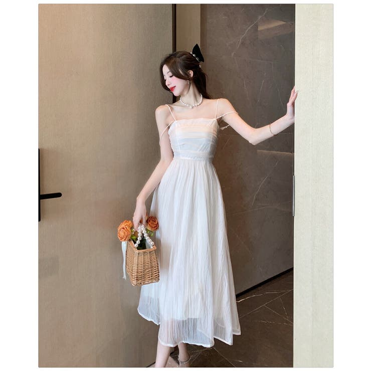 ロングワンピース 全2色 キャミワンピース[品番：JSFW0010857