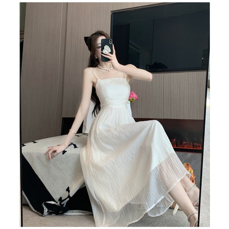ロングワンピース 全2色 キャミワンピース[品番：JSFW0010857