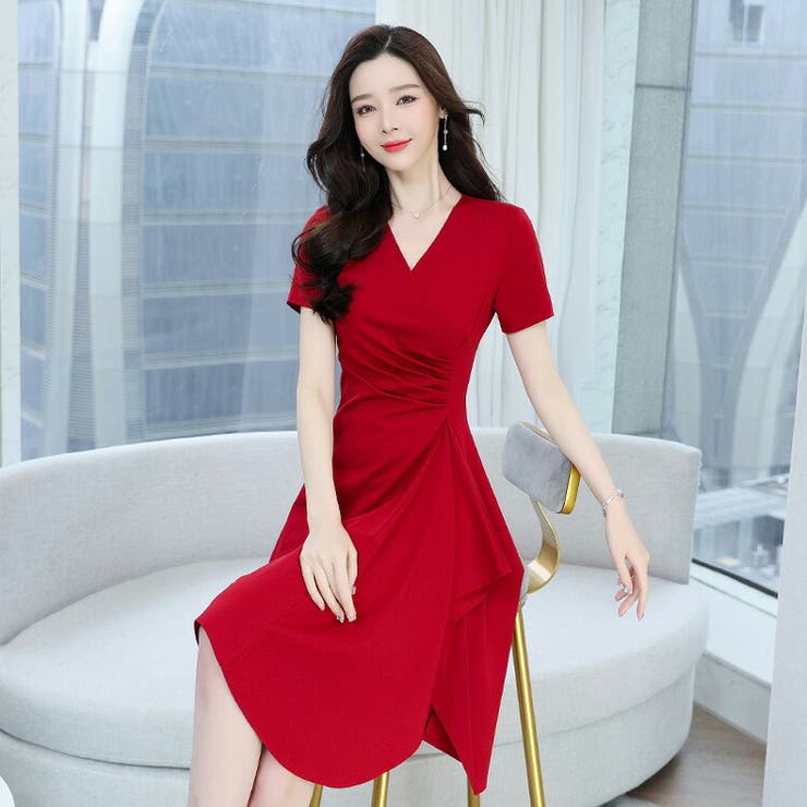 Aラインワンピース 全2色 カシュクール風 | JS FASHION | 詳細画像3 