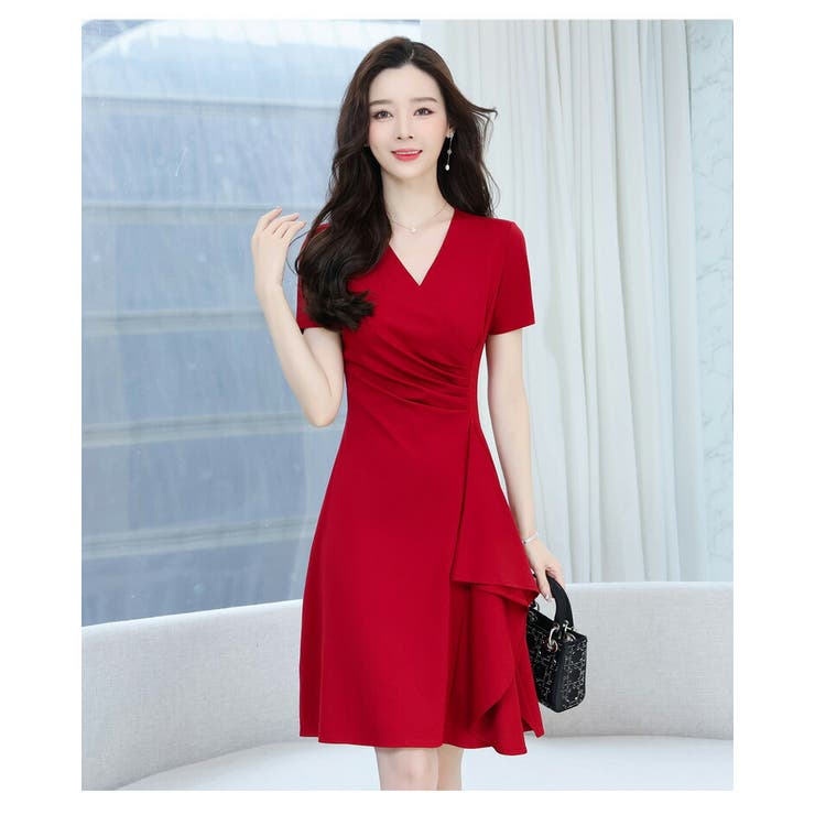 Aラインワンピース 全2色 カシュクール風 | JS FASHION | 詳細画像4 