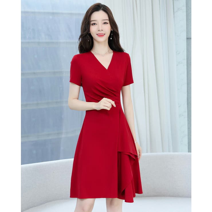 Aラインワンピース 全2色 カシュクール風 | JS FASHION | 詳細画像9 